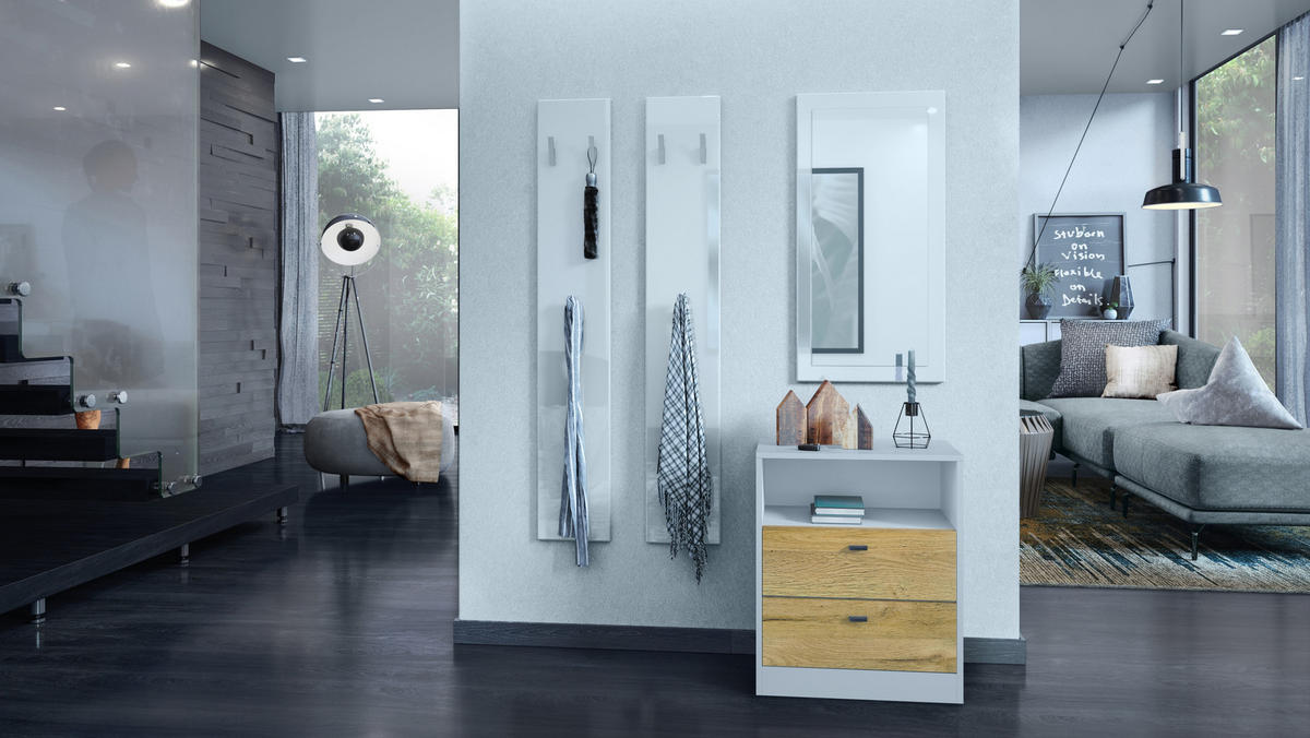 KOMMODE Pino Fronten in Eiche Natur - Eichefarben, Holzwerkstoff (56/67.5/36cm) - Vladon