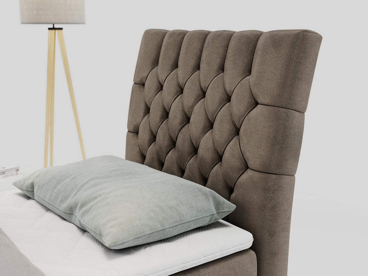 BOXBETT MILEN 90/200 Braun Velvet - H3 - Rechts Seite - Braun, Holz/Textil (90/200cm) - MKS