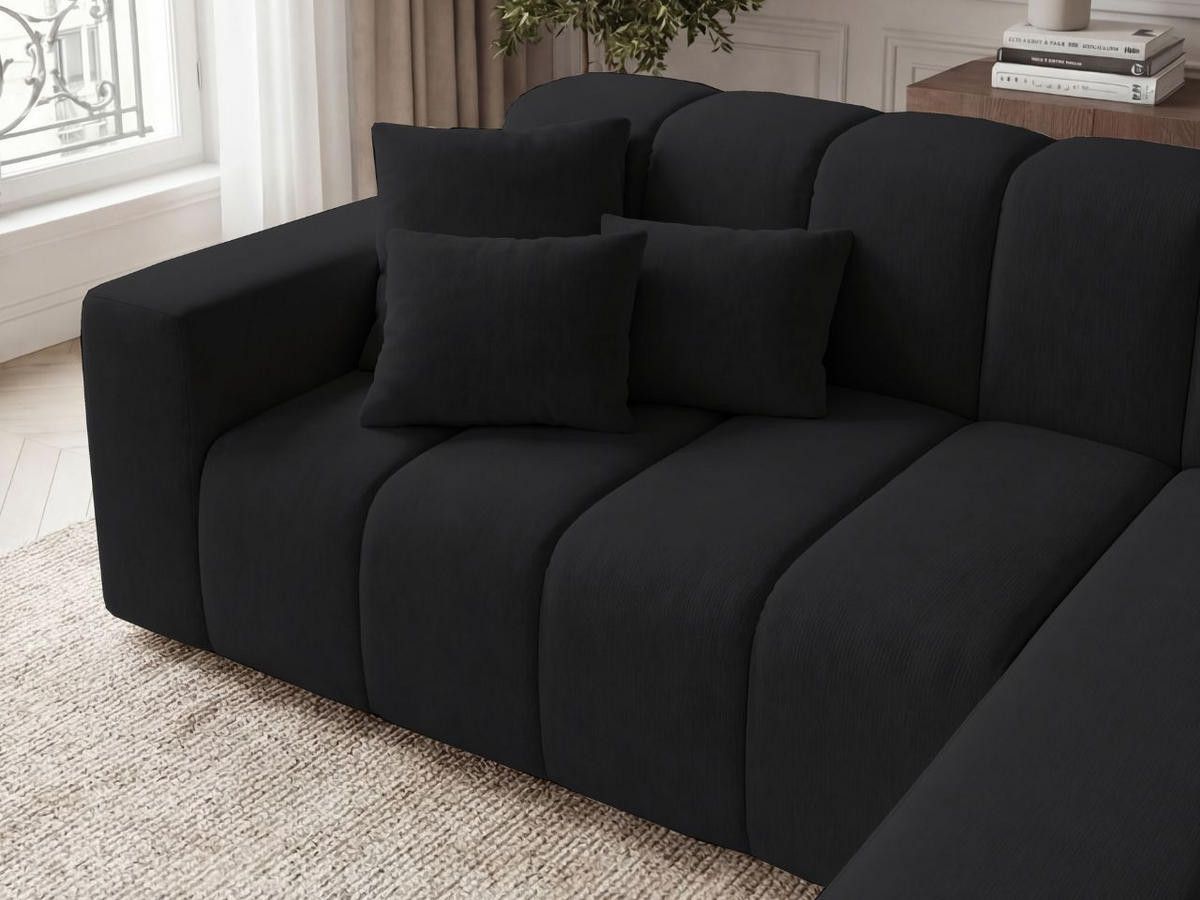 ECKSOFA Nork Schwarz Rechts - Schwarz, Holz/Textil (265/180cm) - Graingold