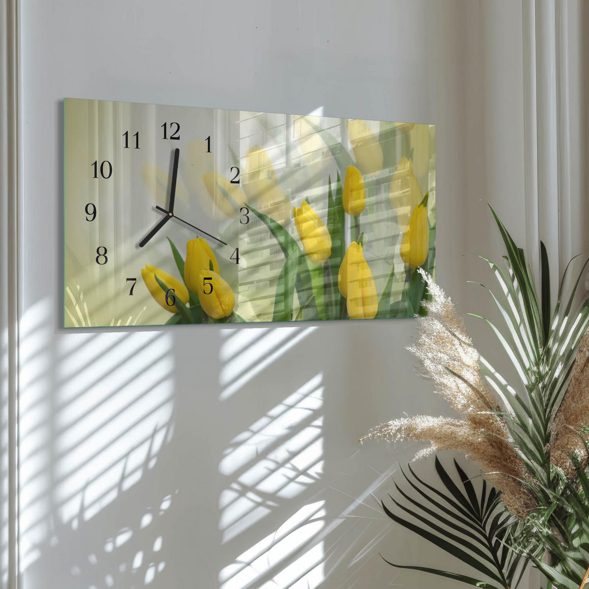 WANDUHR 60x30 cm - Gras - Gelb, Glas (60/30/0.4cm) - TULUP