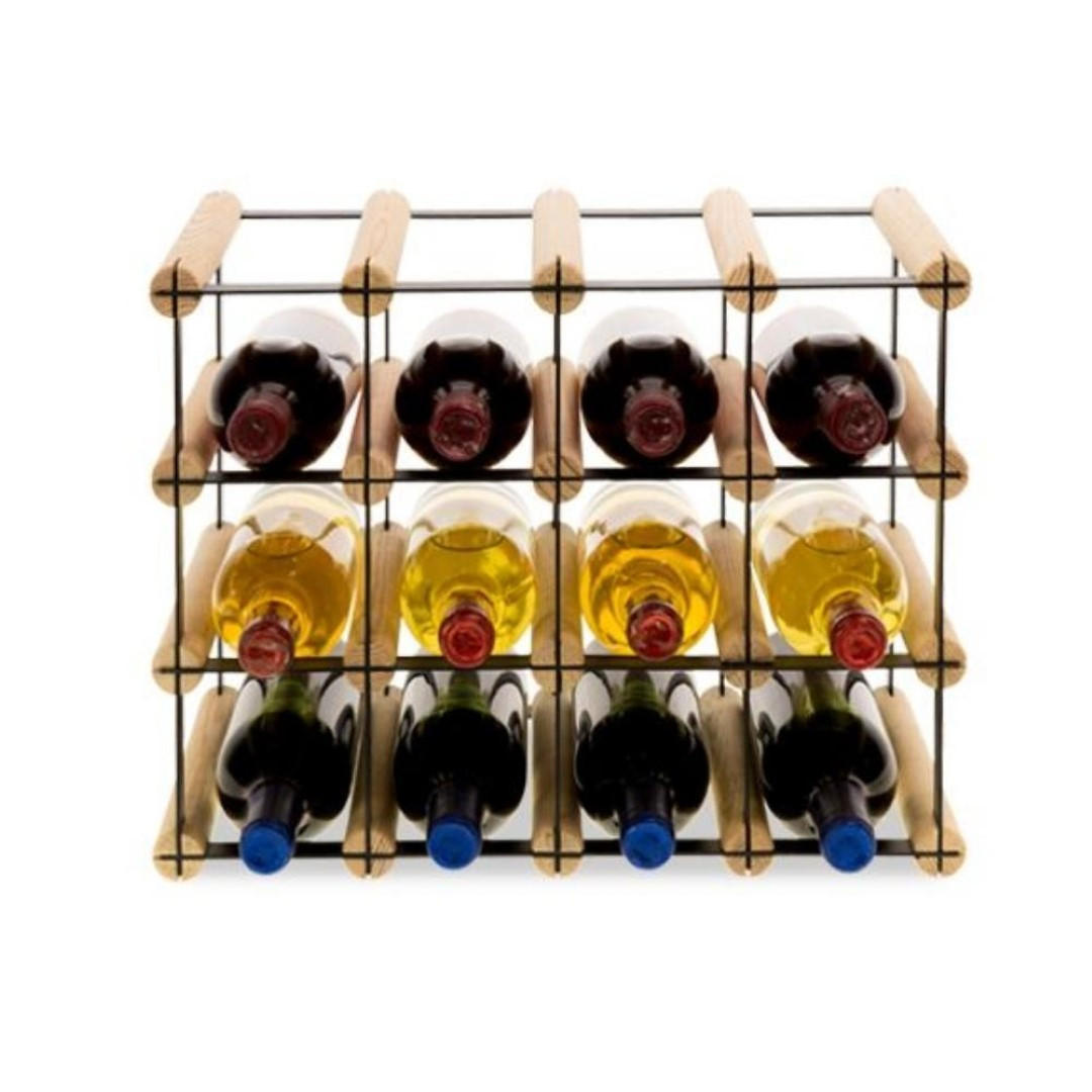 WEINREGAL Vinotega Mod Metal 32,5x42,5x24,5 cm 4x3 Flaschen Massives Kiefernholz Natur - Naturfarben, Holz (42.5/32.5/24.5cm) - PROREGAL