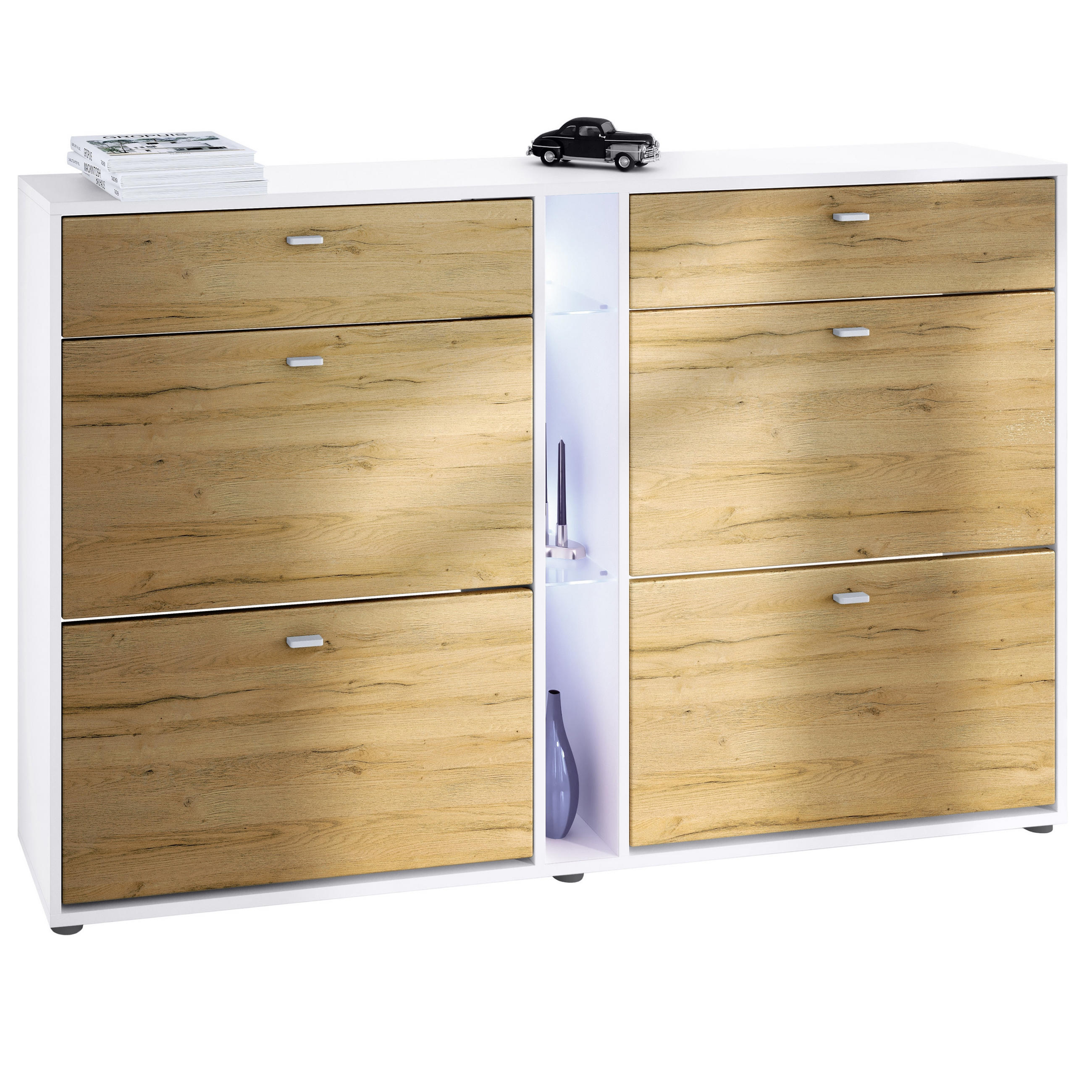 SCHUHSCHRANK Today Fronten in Eiche Natur - Eichefarben, Holzwerkstoff (155.5/95/28cm) - Vladon
