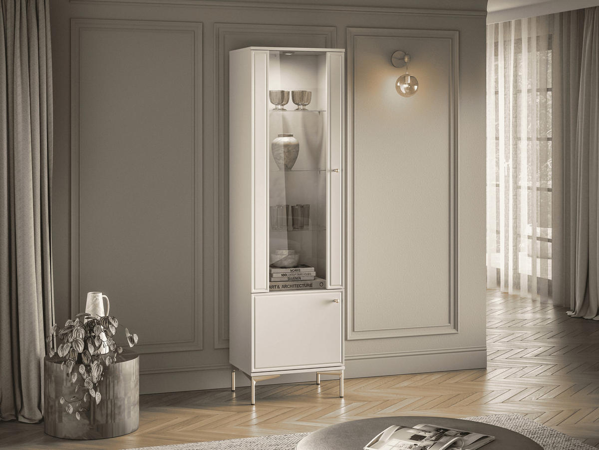 VITRINE – 54 cm – Sandro – Sandfarben - Sandfarben, Holzwerkstoff (54/190/40cm) - hi-markt