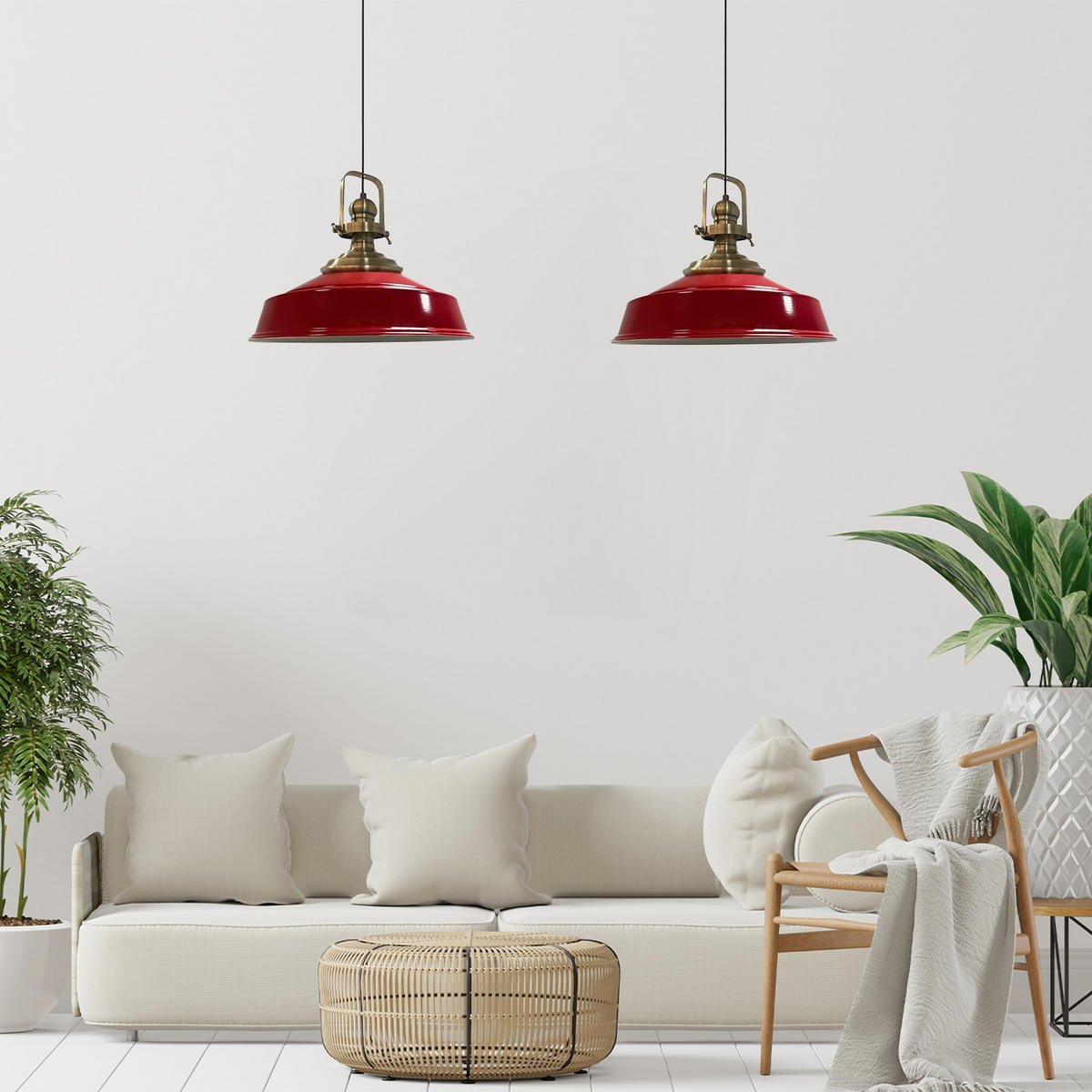 PENDELLEUCHTE Asletl 2 Flammig 41/36 cm - Rot, Metall (41/36cm) - Bamyum