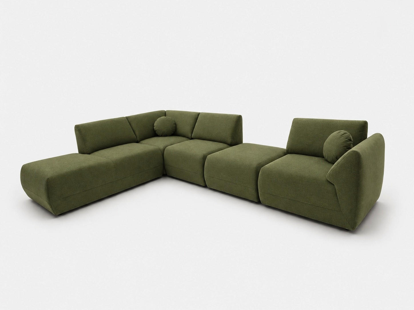 ECKSOFA Cordoba Modulares Links Grün - Grün, Textil (352/244cm) - KS Home Concept