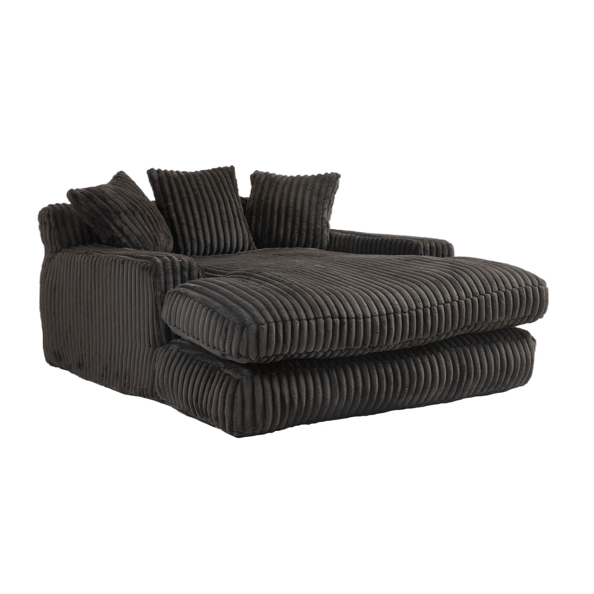 SCHLAFSOFA aus Cord mit 3 Kissen, Schwarz - Schwarz, Textil (125/63/155cm)