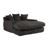 SCHLAFSOFA aus Cord mit 3 Kissen, Schwarz - Schwarz, Textil (125/63/155cm)