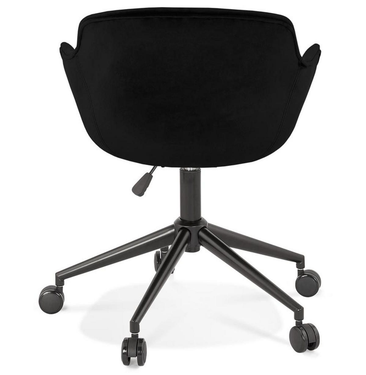 BÜROSTUHL Samt mit Rollen, 360° drehbar und höhenverstellbar PILANO, Schwarz 54x59x80 cm - Schwarz, Textil/Metall (59/80/54cm) - KADIMA DESIGN