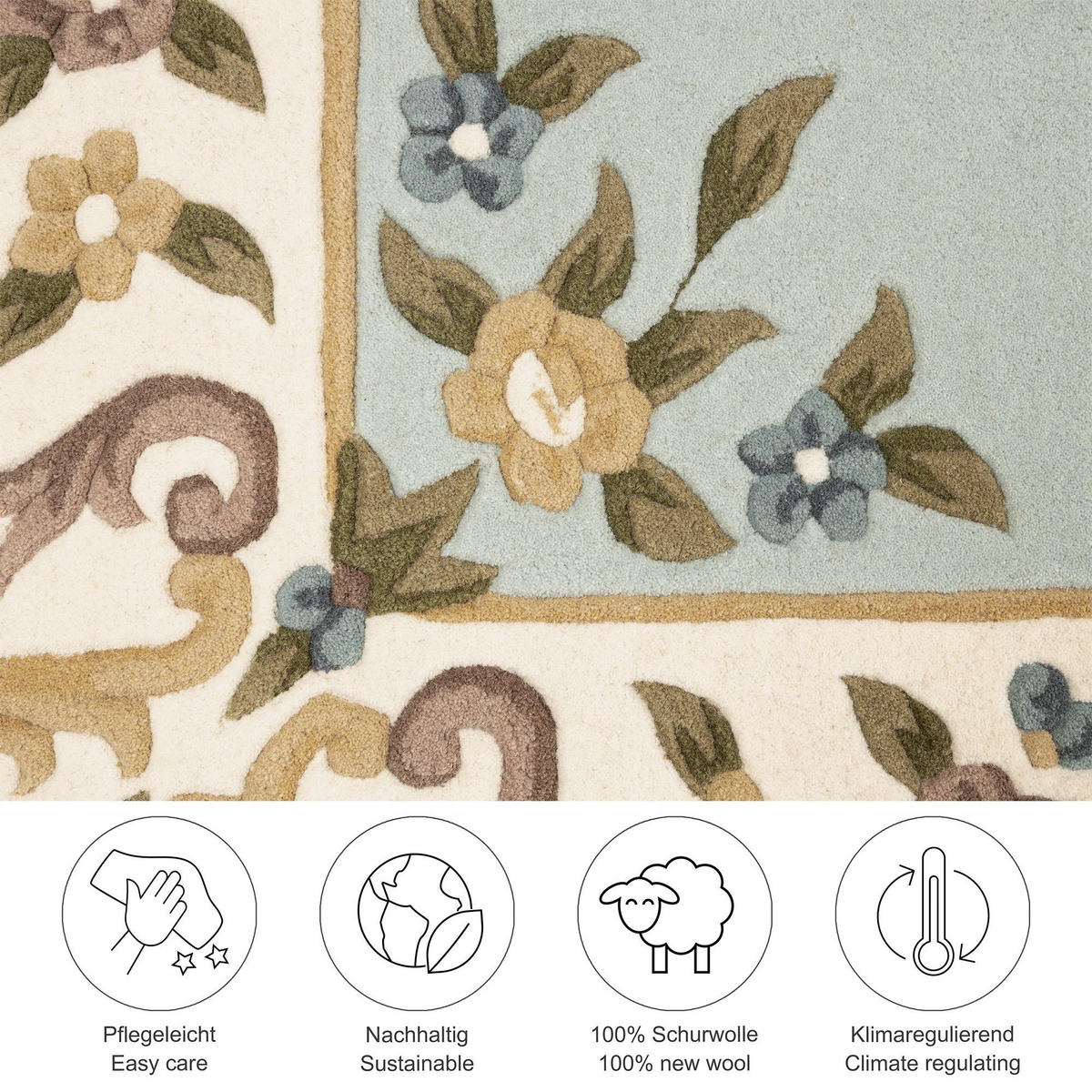 HANDTUFTTEPPICH Bloomingville 140x200 cm - Hellblau, Textil (140/200cm) - THEKO