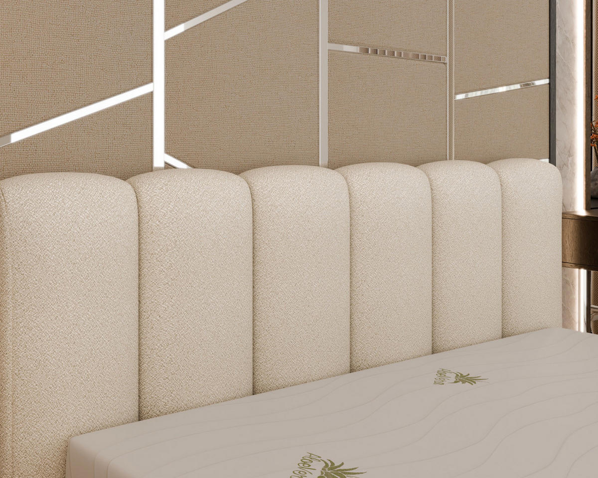 POLSTERBETT Zaira 180x200cm – Elegantes Polsterbett für modernen Wohnstil , ohne matratze, beige - Beige, Holz (180/200cm) - Homesy