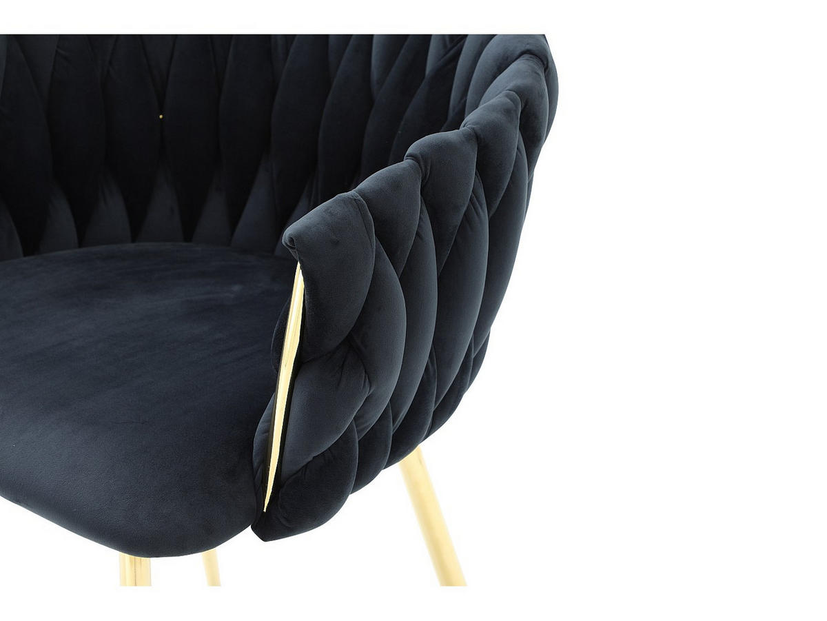 STUHL mit Armlehnen 2er-Set - Samt &d goldfarbenes Metall - Schwarz - ELEGANO - Schwarz, Textil (59/74/57cm) - Vente-Unique