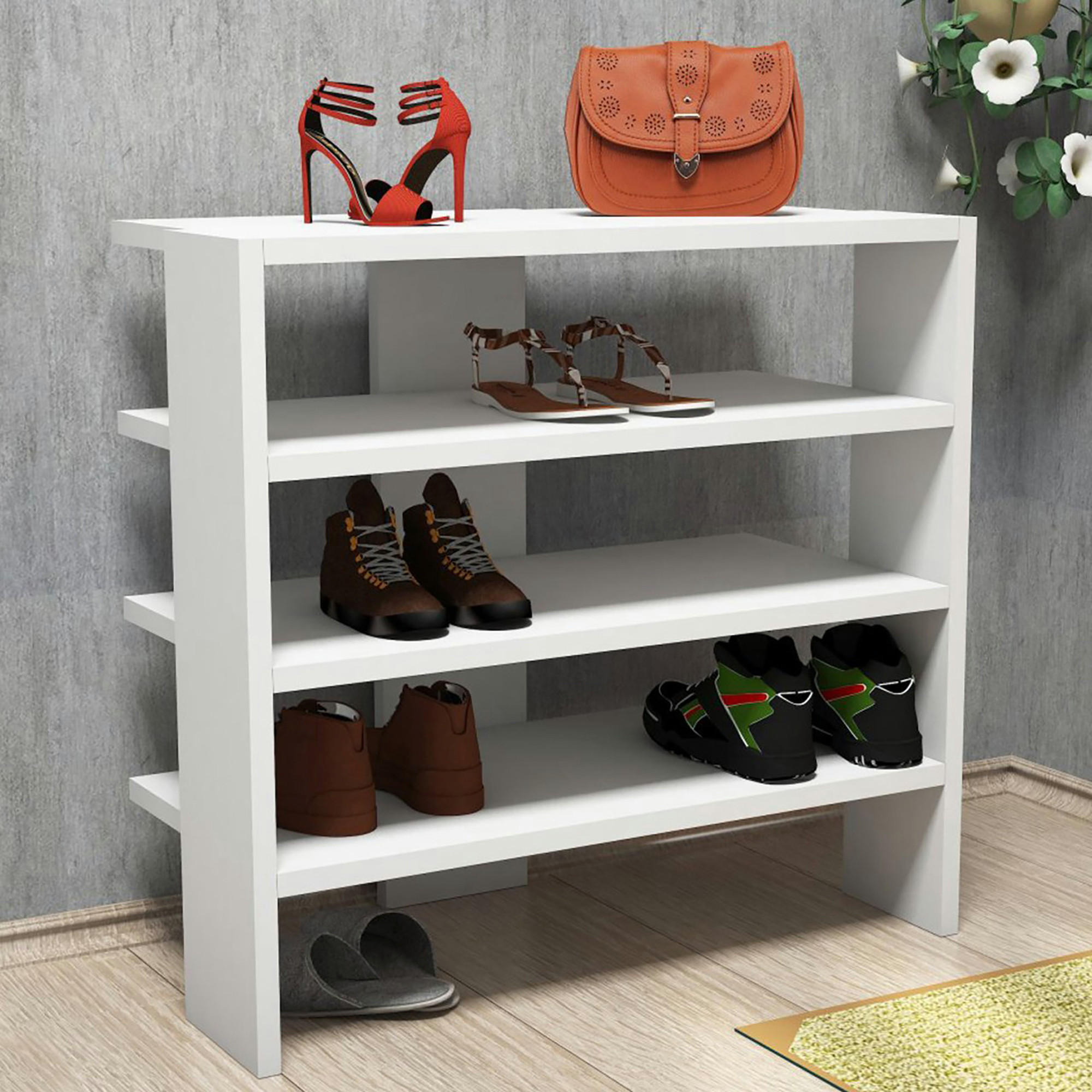 SCHUHREGAL Gudme - Weiß, Holzwerkstoff (64/60/32cm) - [en.casa]