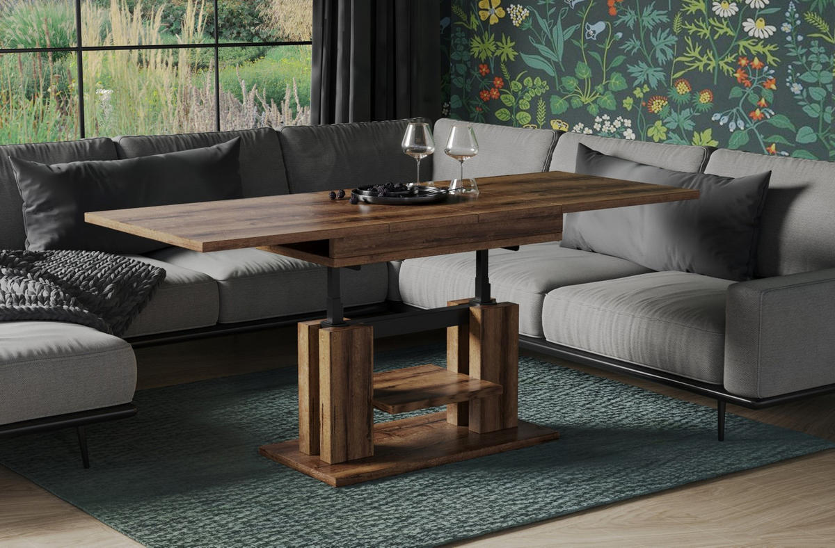COUCHTISCH Iso höhenverstellbar ausziehbar bis 170 cm - Mooreichefarben, Holzwerkstoff (110/65/58cm) - Endo-Moebel