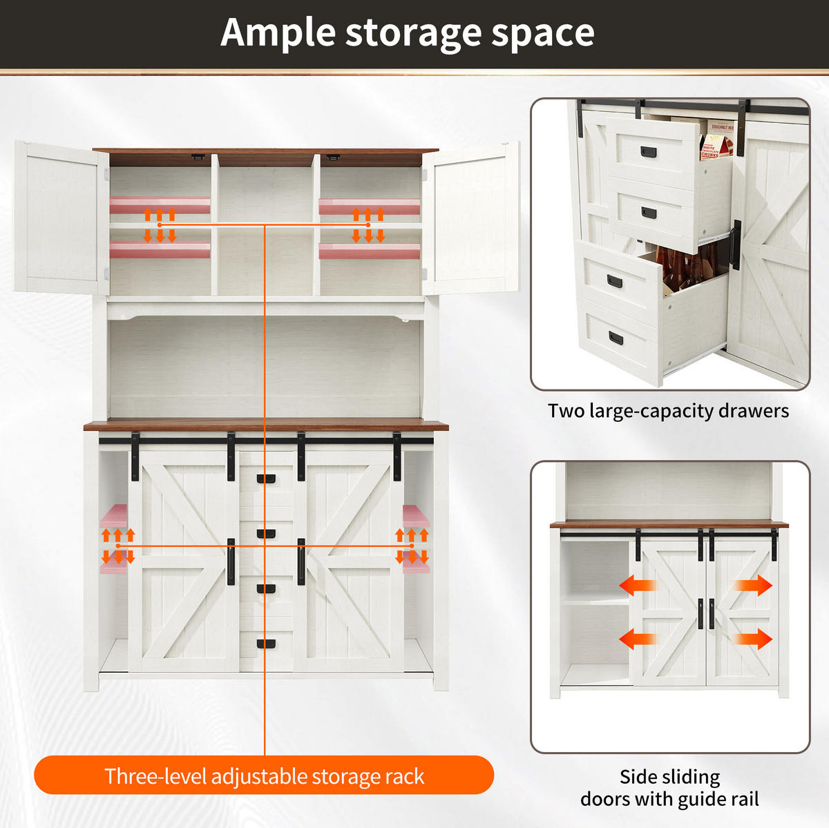 BUFFET 115/174,7/40 cm Weiß aus MDF und Metall mit LED-Beleuchtung - Weiß, Holzwerkstoff (40/174.7/115cm) - OKMYHOME