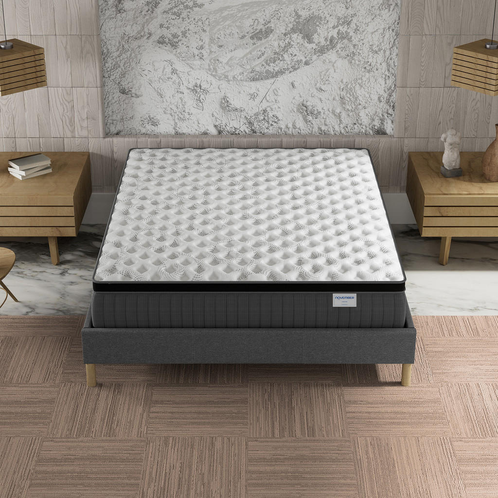 Thumbnail - November Sleep Gel-Taschenfederkernmatratze, Weiß, Naturmaterialien, H2, Füllung: Viskoelastischer Kern, 120x190 cm, Oek...