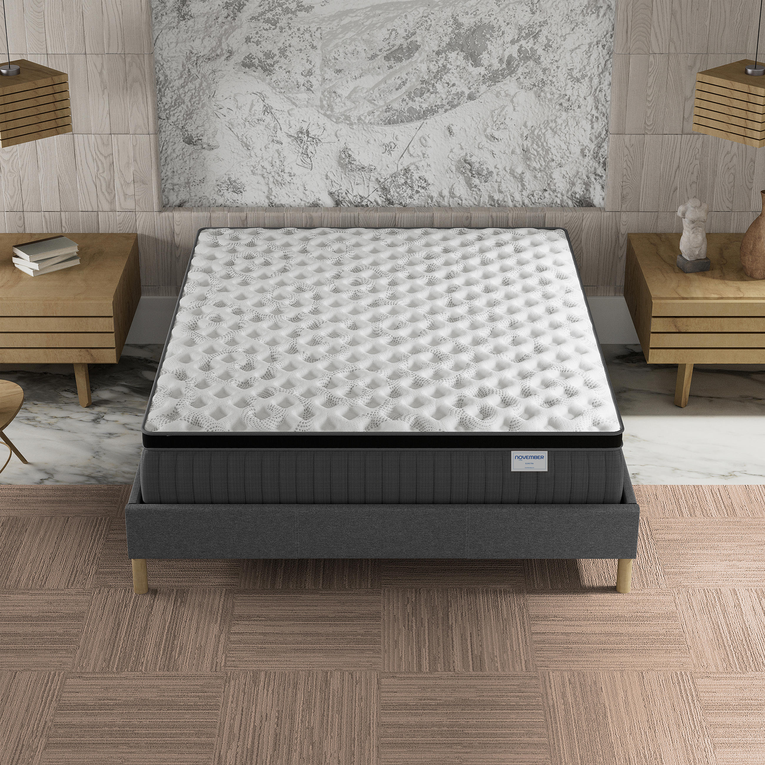 Thumbnail - November Sleep Gel-Taschenfederkernmatratze, Weiß, Naturmaterialien, H2, Füllung: Viskoelastischer Kern, 140x200 cm, Oek...