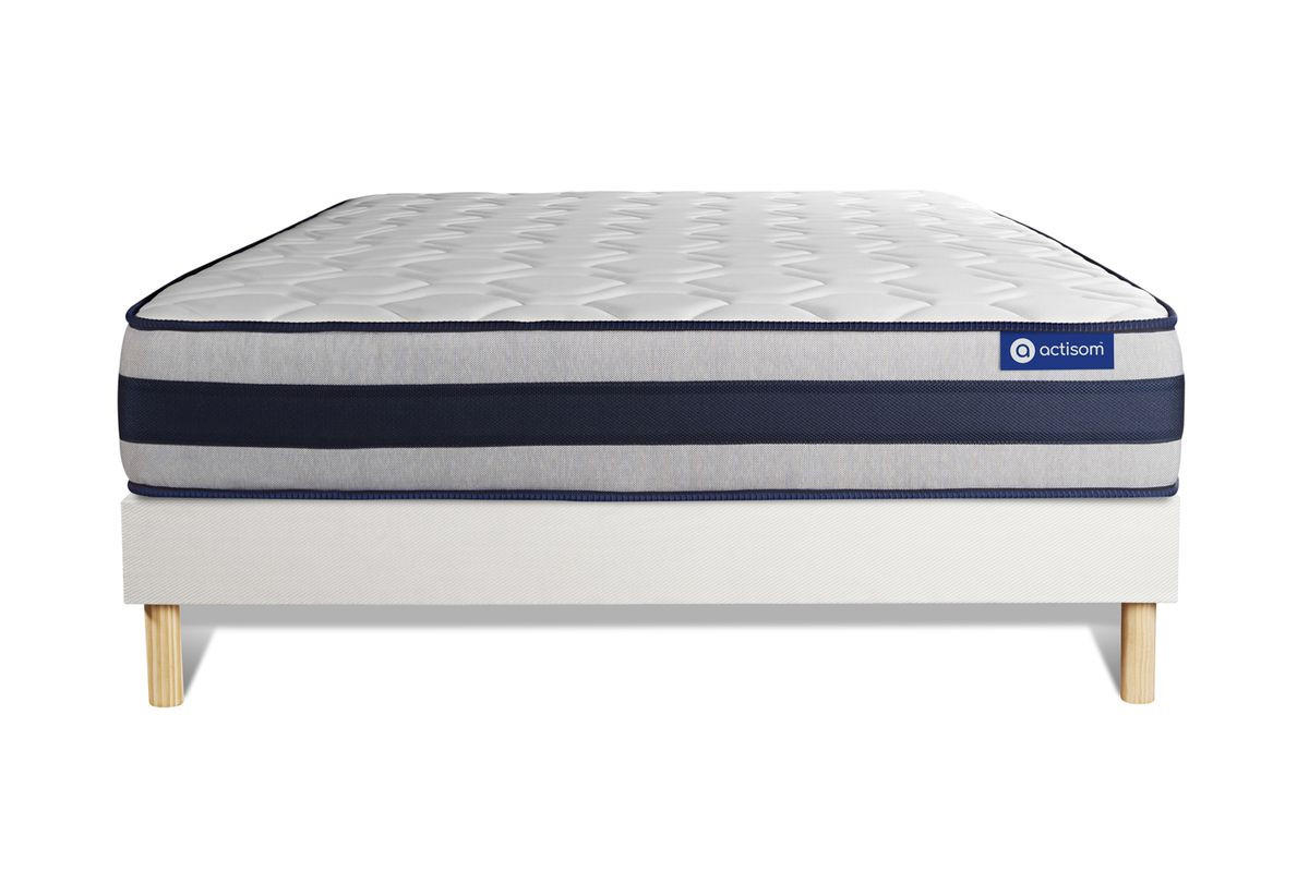 BETT Actilatex ergo Latex und Memory-Schaum 200 x 200 cm h3 - Kit Bettgestell Weiß - Beige/Weiß, Karton/Holz (200/200cm) - ACTISOM