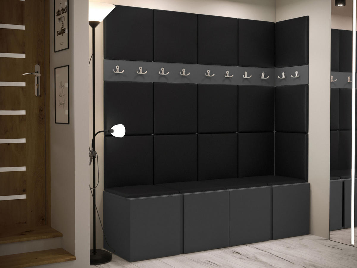 GARDEROBEN-SET Orion II - Graphitfarben/Schwarz, Holzwerkstoff/Kunststoff (168/186/46cm) - MIRJAN24