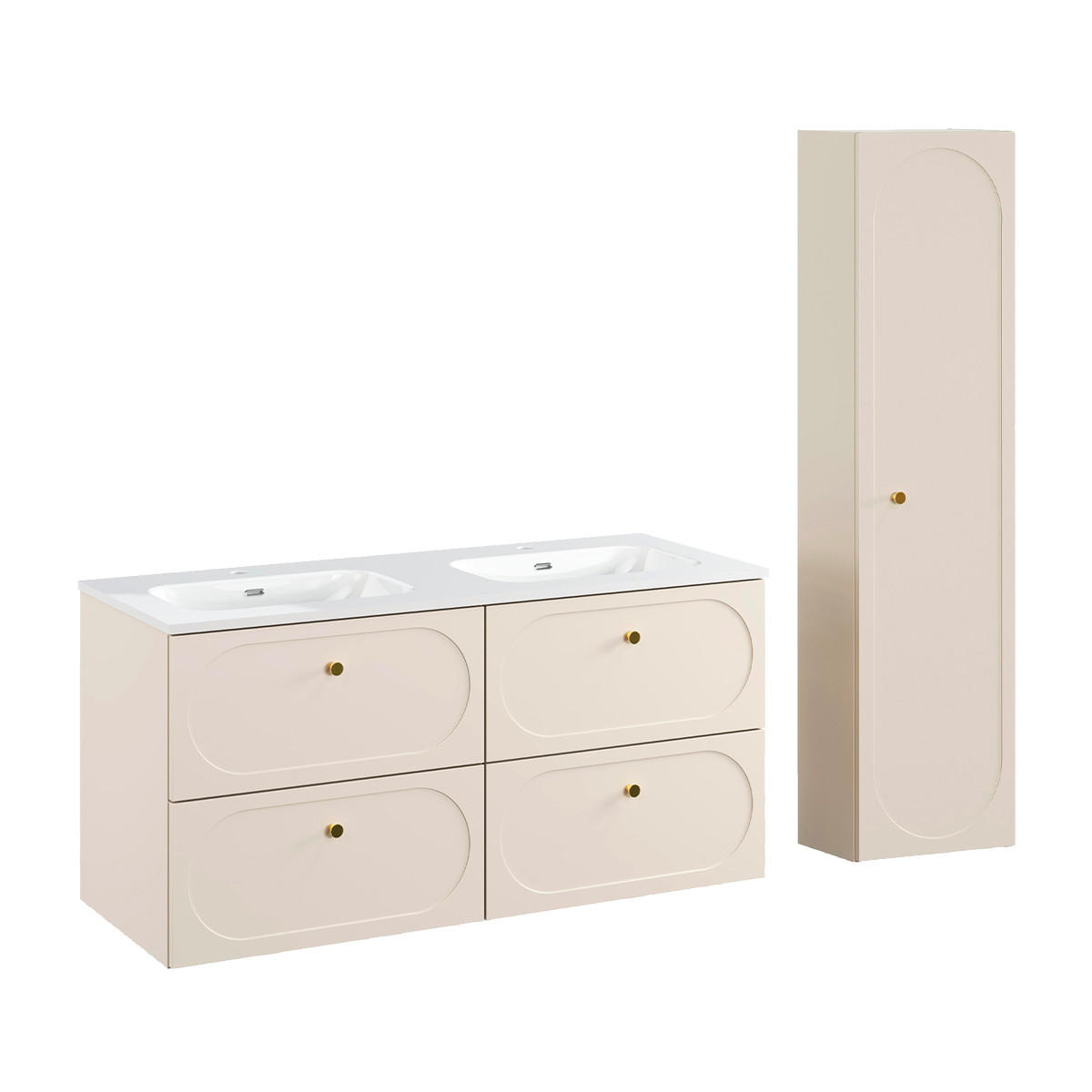 BADMÖBEL 120.4cm Sanae 2er-Set Sandbeige - Beige, Holzwerkstoff (120.4/57/46cm) - Petits-meubles