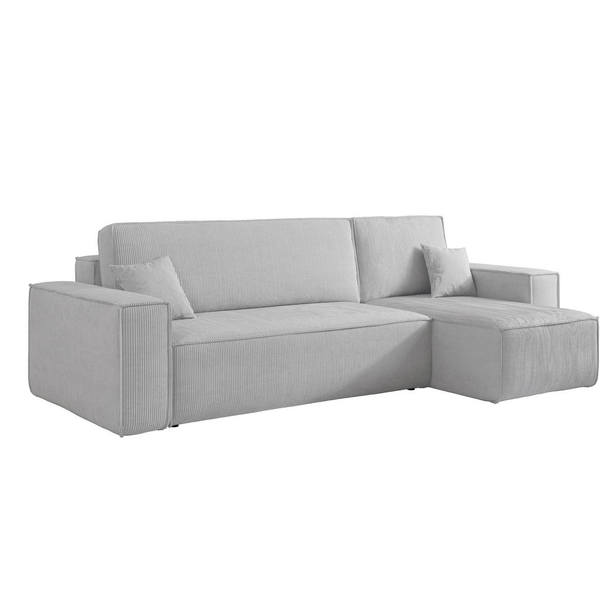 ECKSOFA Scarlo Hellgrau Cordbezug - Hellgrau/Schwarz, Kunststoff/Textil (244/145cm) - Selsey