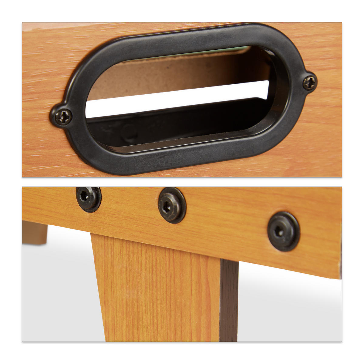 TISCHKICKER - Hellbraun, Holzwerkstoff/Kunststoff (69/60cm) - Relaxdays