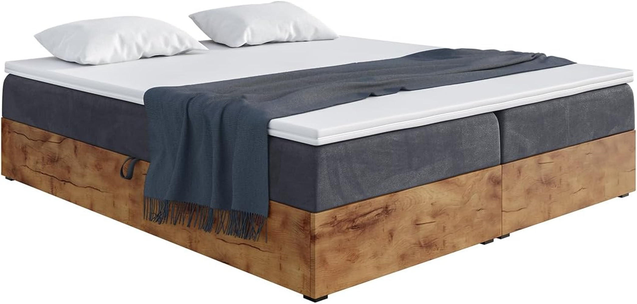 Meblini Boxspringbett Dunkelgrau 160x220 cm