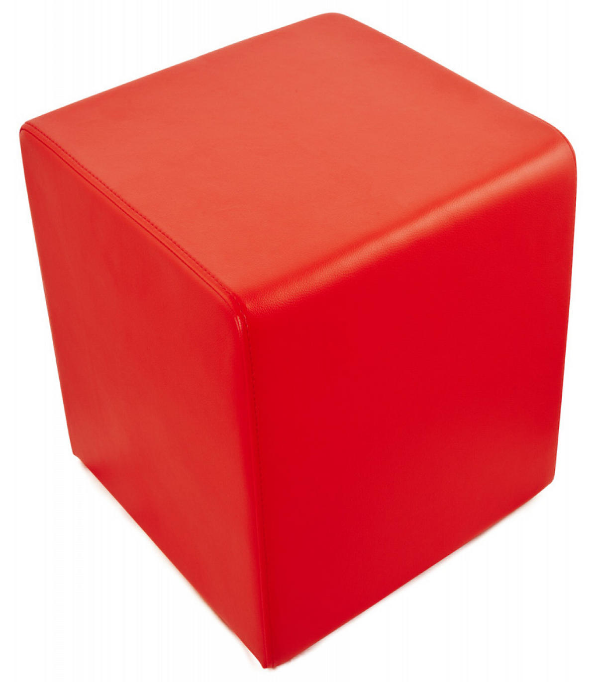 HOCKER Würfelform Kunstleder CUBE, Rot 41x41x41 cm - Rot/Schwarz, Kunststoff/Textil (41/41/41cm) - KADIMA DESIGN