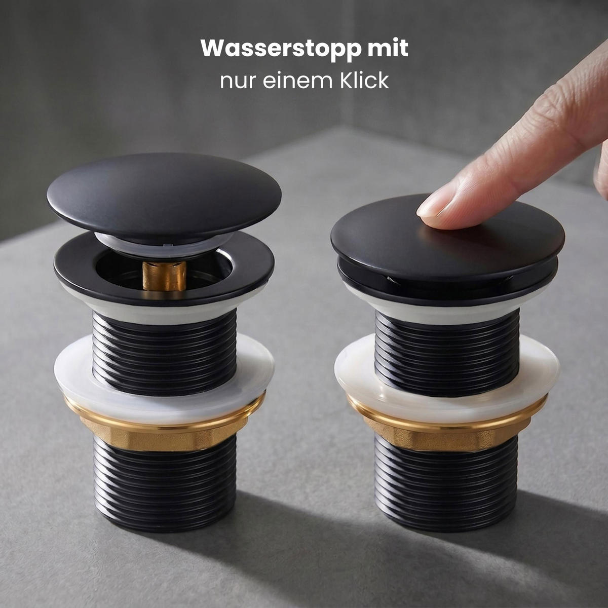 CLICK-CLACK-ABLAUFVENTIL Schwarz - Schwarz, Metall (6.6/10.2/10.2cm) - Akord