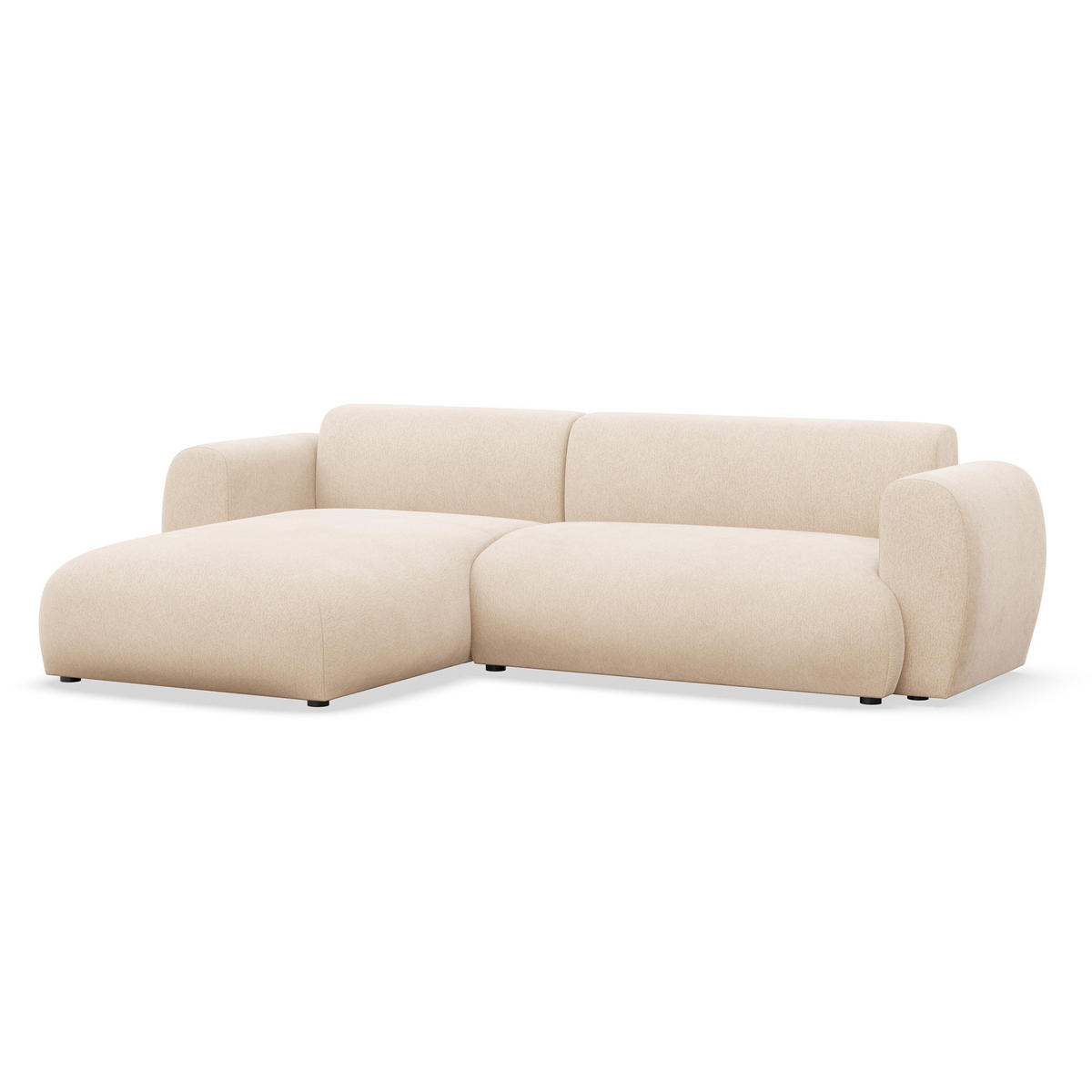 ECKSOFA Emia Hellbeige links - Ecru/Schwarz, Kunststoff/Textil (262/156cm) - Selsey