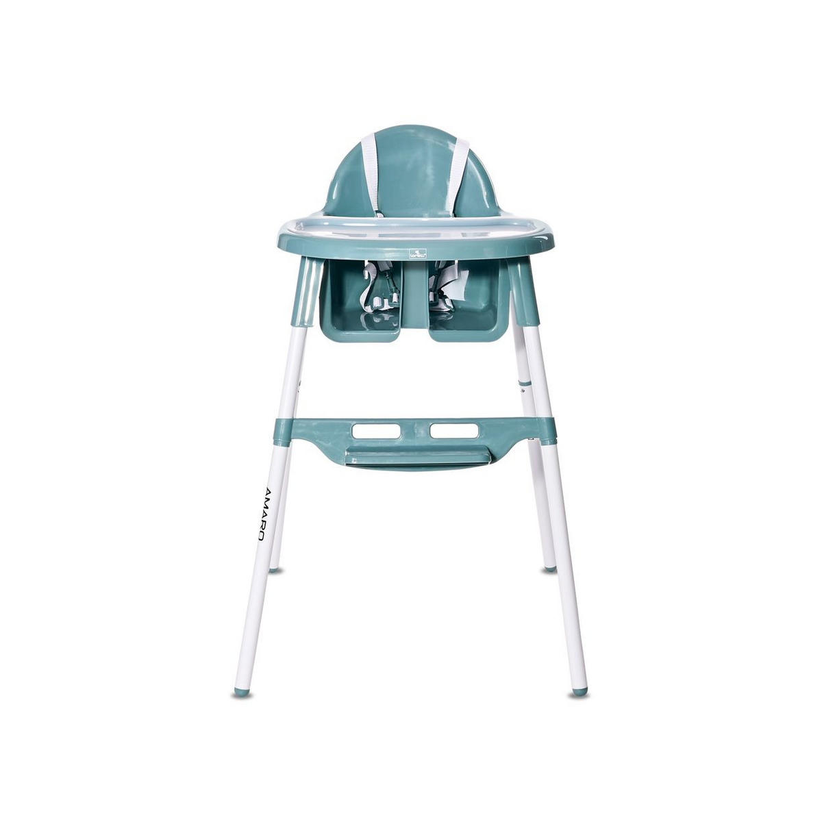 HOCHSTUHL Amaro blau Doppel-Esstisch, Bechervertiefung, Fußablage, Gurt - Blau, Kunststoff (57/86/60cm) - Lorelli