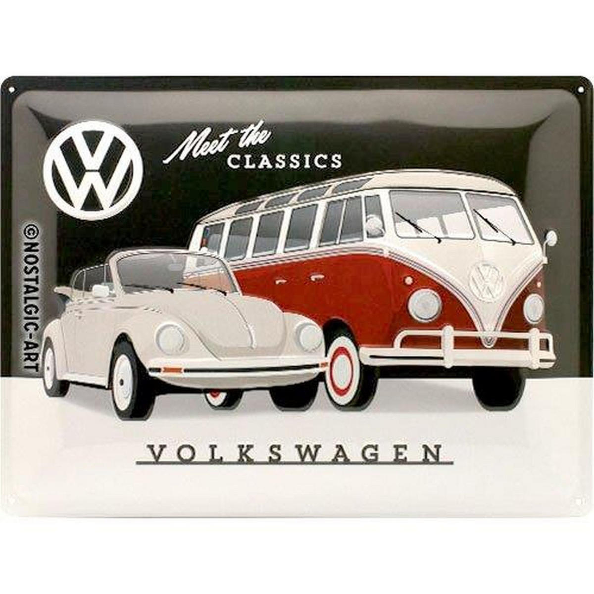 BLECHSCHILD 30/40 cm Volkswagen VW Meet The Classics - Multicolor, Metall (40/30/0.2cm) - Nostalgic-Art