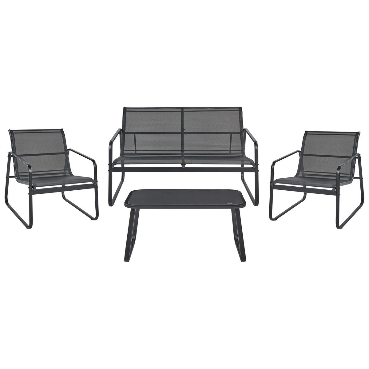 LOUNGE SET 4-Sitzer Metal Schwarz Barrea - Schwarz, Metall - Beliani