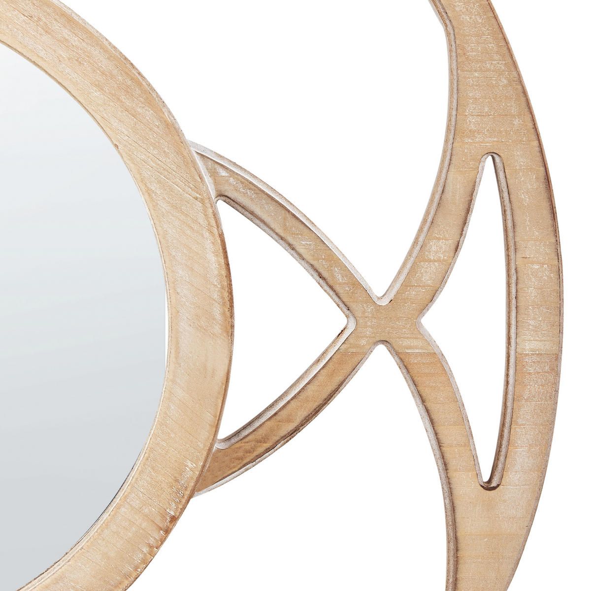 WANDSPIEGEL heller Holzfarbton rund 60 cm Iztapalapa - Hellbraun/Weiß, Holzwerkstoff (60/60/2cm) - Beliani
