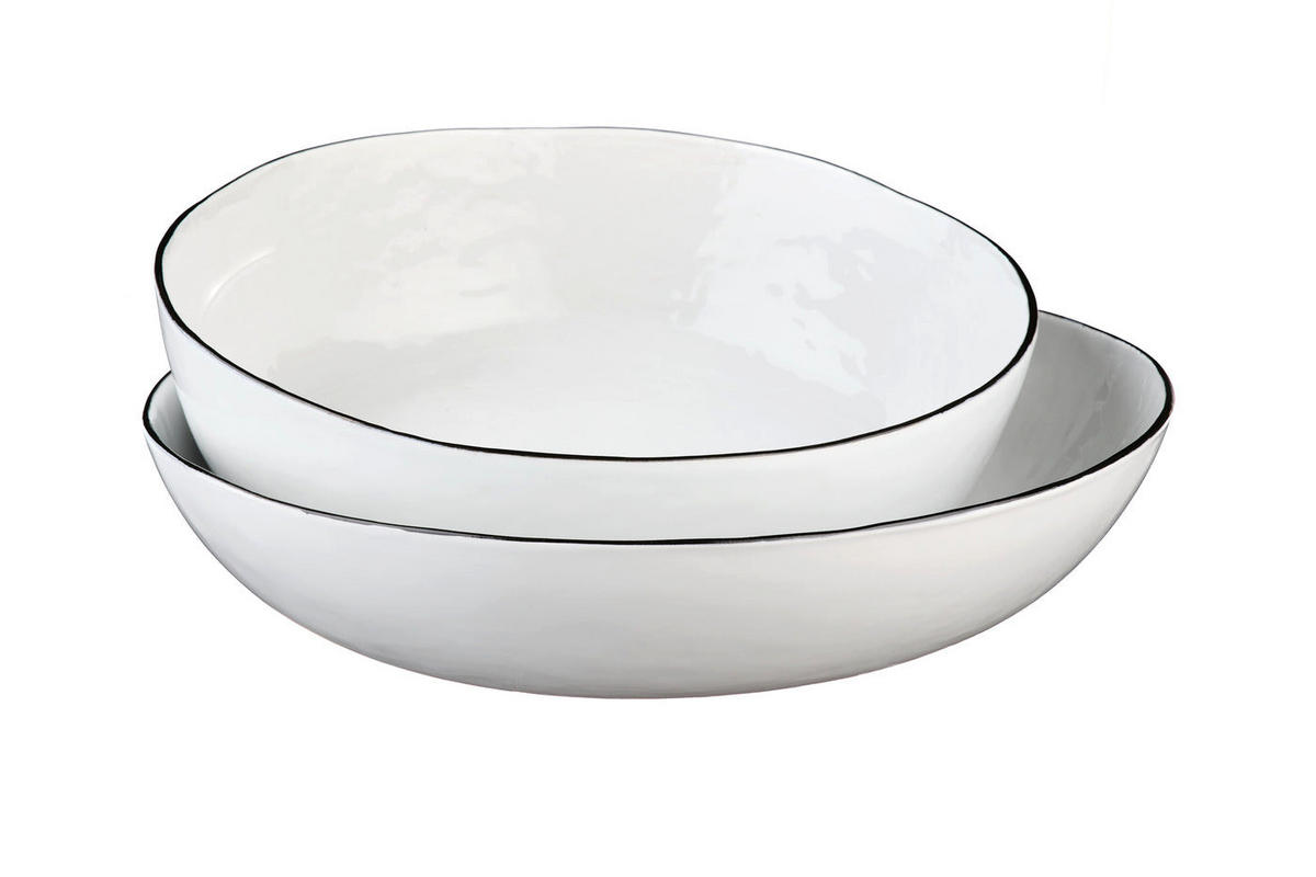 OBSTSCHALE Pure Ø29cm und Ø33,5cm - 2er-Set - Schneeweiß - Weiß, Keramik (7cm) - Björn