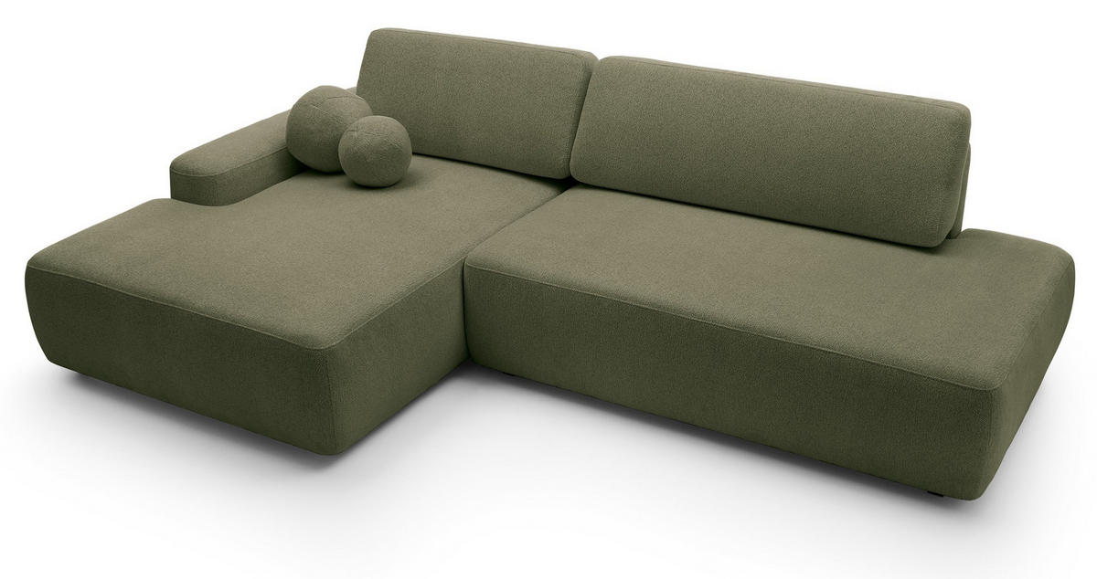 ECKSOFA 275 cm mit Schlaffunktion Orea O, Links, Grün - Grün, Holz (276/164cm) - Emporius