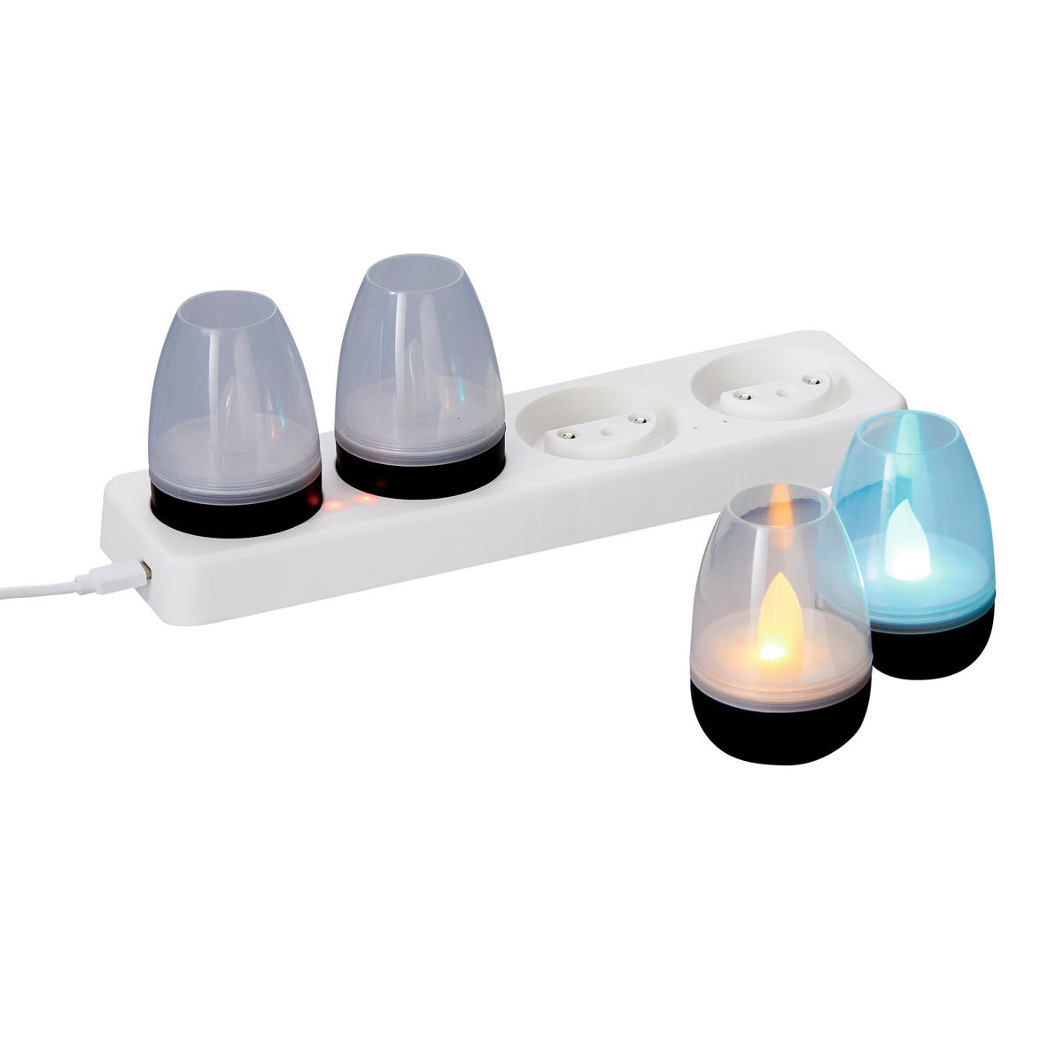 LED-AKKU-LOUNGE-LICHTER 4er-Set mit Touchsensor Kabellos für Innen und Außen RGBW Flackereffek Schwarz Transparent - Schwarz, Kunststoff (5/5/7cm) - Northpoint