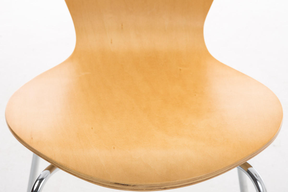 BESUCHERSTUHL Calisso mit Holzsitz und Metallgestell, Farbe: Natura - Chromfarben/Naturfarben, Holz/Metall (42/85/47cm) - TPFLiving
