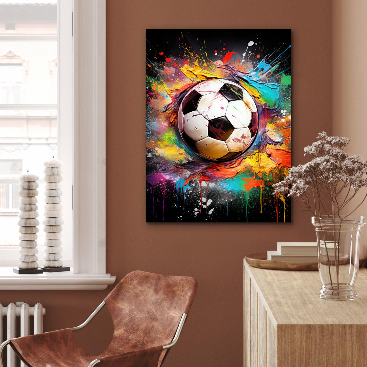 KOVOVÝ OBRAZ Futbal - Farba - Farby - Čierna - Biela 60x80 cm - biela, kov (60/80cm) - MuchoWow