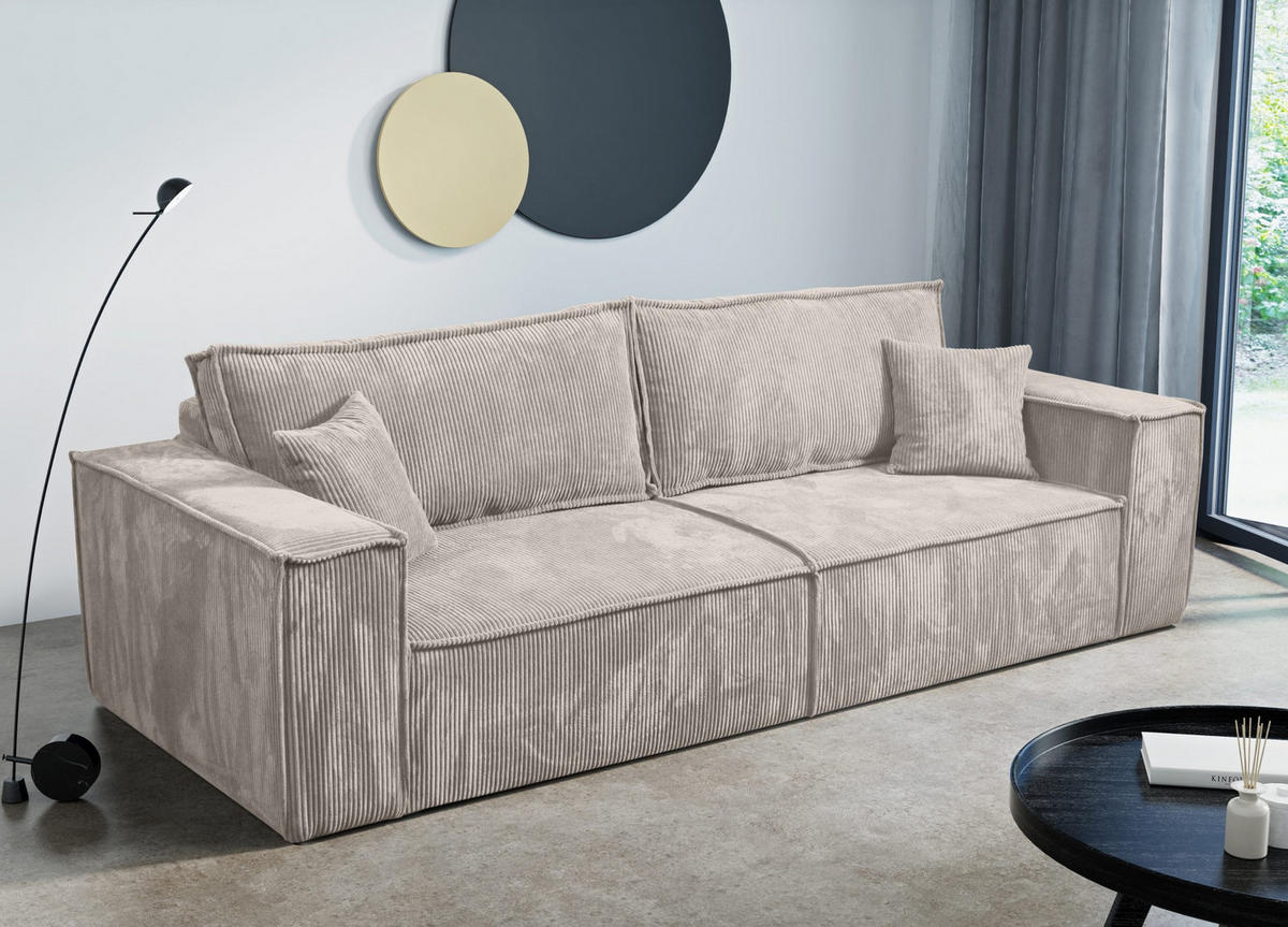 SCHLAFSOFA Sekwana Hellbeige (Poso 100) - Creme, Textil (255/85/105cm) - Fedve
