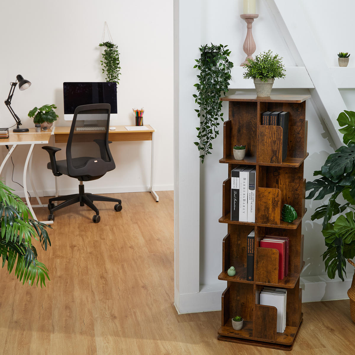 BÜCHERREGAL - Braun, Holzwerkstoff/Metall (39/125.5/39cm) - Relaxdays
