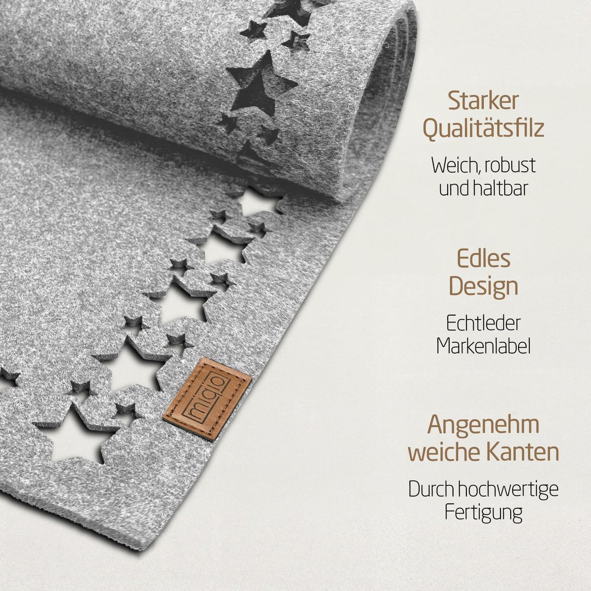 TISCHLÄUFER WEIHNACHTSSTERN - Hellgrau, Textil (150/40/1cm) - Miqio Design