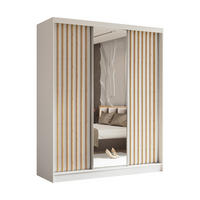 SCHWEBETÜRENSCHRANK Cabinio Weiß Eiche Artisan 180/216/61 cm – mit Spiegel und Lamellen - Walnussfarben/Weiß, Holzwerkstoff/Kunststoff (180/216/61cm) - AX Living