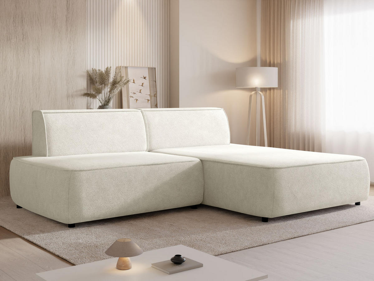 ECKSOFA Zuno, Seite: Rechts - Creme/Schwarz, Holz/Kunststoff (254/162cm) - MIRJAN24