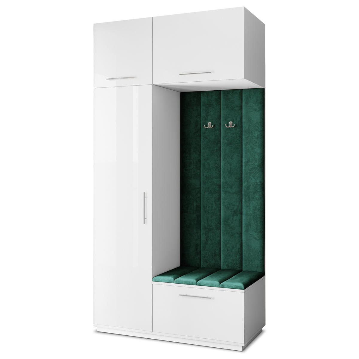 GARDEROBENSCHRANK REMA 120/240/60 cm Modern Garderobe-Set Weiß - Weiß/Grün, Holzwerkstoff (120/240/60cm) - MASSENO
