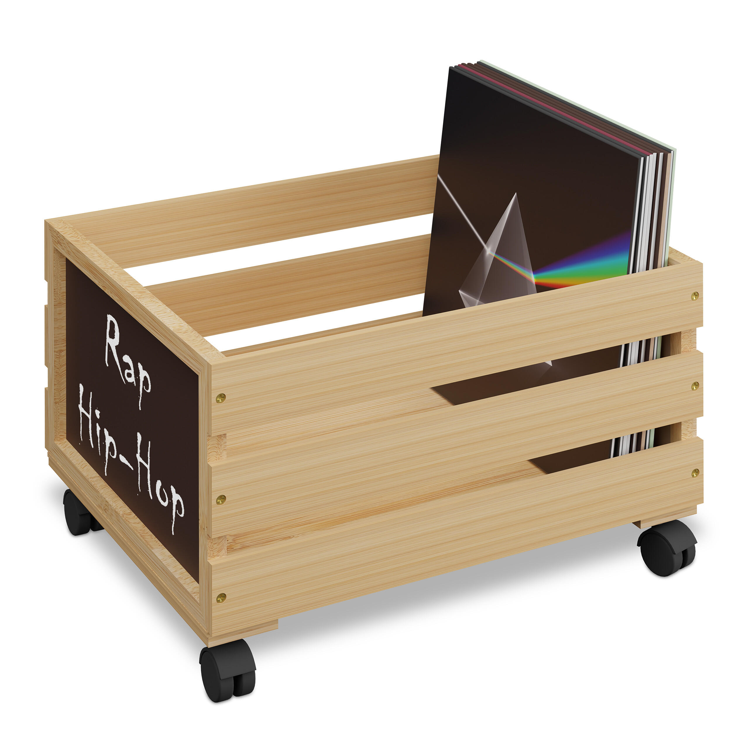 SCHALLPLATTEN-KISTE - Hellbraun, Holz/Holzwerkstoff (43/27/34cm) - Relaxdays