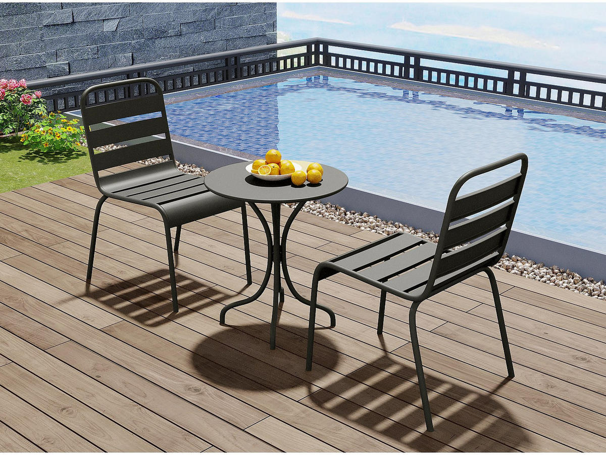 GARTENTISCH - 2 -Sitzer - Stahl - anthrazitgrau - MIRMANDE - Anthrazit, Metall (60/60/70cm) - Vente-Unique