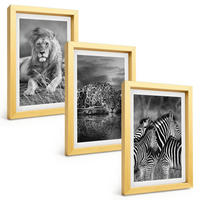BILDER SET 3er Set - 20x30 cm Goldrahmen - Wildtiere der Savanne - Goldfarben, Kunststoff (20/30cm) - TULUP