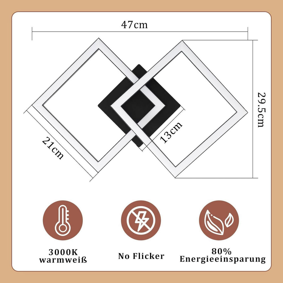 LED-DECKENLEUCHTE Theseus 47/29.5/6cm - Weiß, Metall (47/29.5/6cm) - ZMH