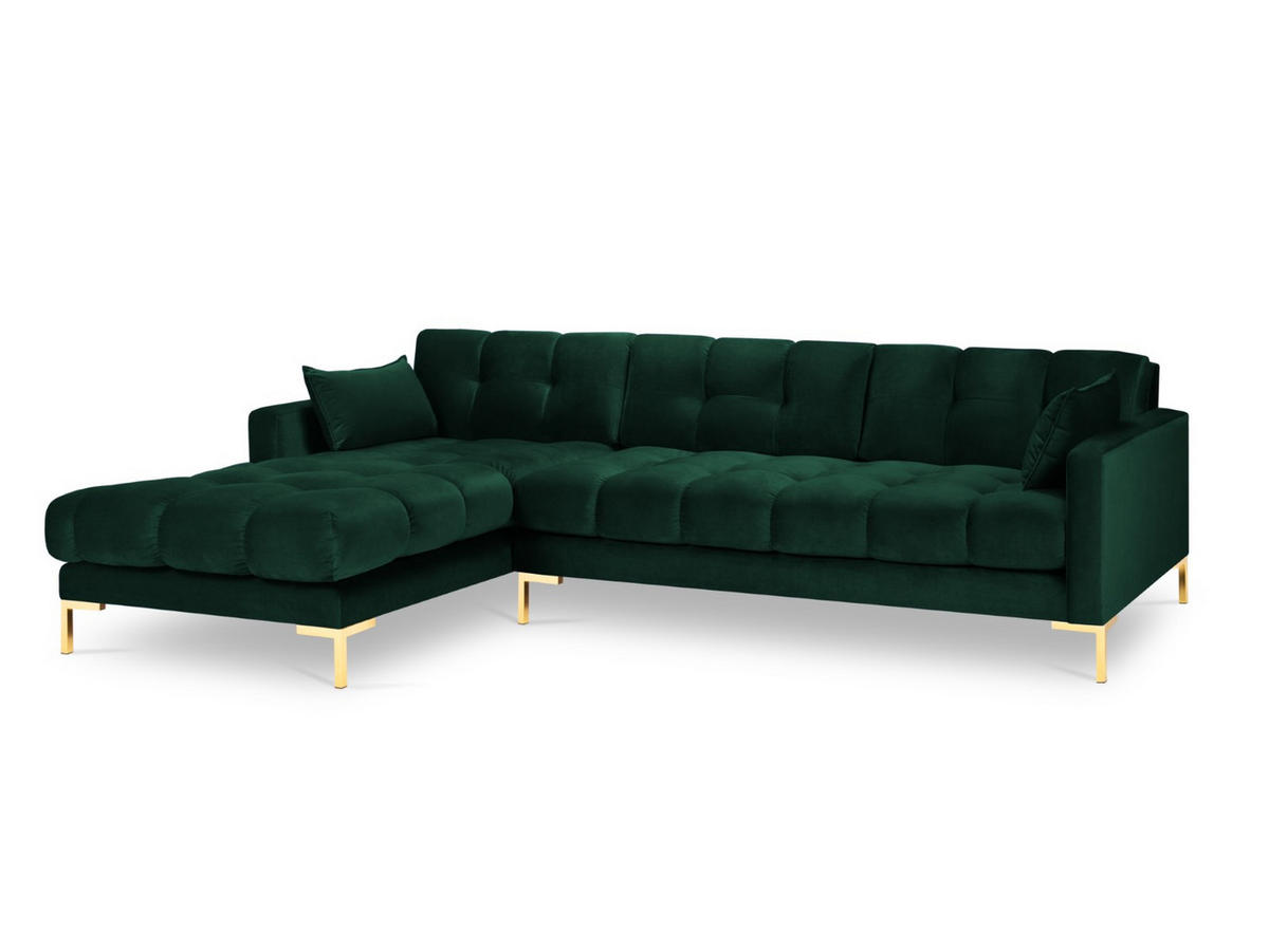ECKSOFA links Mamaia aus Samt flaschengrün 5 Sitzplätze - Grün, Textil (185/293cm) - Micadoni