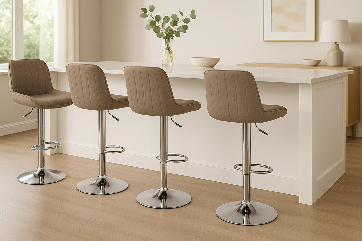 BARHOCKER Lento Gestell Metall in Chromoptik Stoff Taupe - Chromfarben/Grau, Textil/Metall (50/108/50cm) - TPFLiving